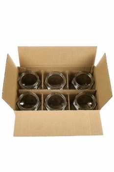 Karton für 6 Gläser 190ml 6eck, Sturzglas 219ml, Quadratglas 212ml oder Korkenglas 200ml